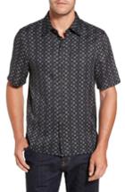 Men's Nat Nast Peak Classic Fit Silk Blend Camp Shirt - Black