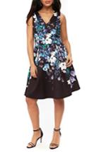 Women's Wallis Floral Burst Fit & Flare Dress Us / 10 Uk - Black