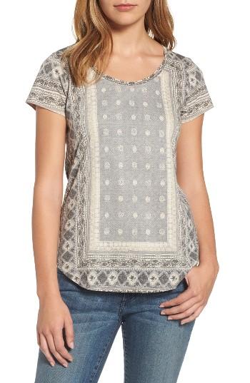 Women's Lucky Brand Placed Print Tee - Grey