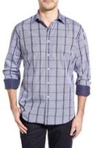 Men's Bugatchi Classic Fit Layered Print Sport Shirt, Size - Blue