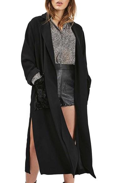 Women's Topshop Velvet Pocket Duster Coat