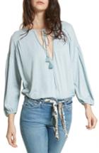 Women's Free People Just A Henley Linen Blend Top - Blue