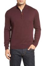 Men's Nordstrom Men's Shop Half Zip Cotton & Cashmere Pullover - Burgundy