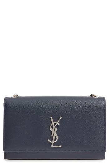 Saint Laurent Medium Kate Calfskin Leather Shoulder Bag - Blue