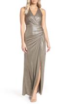 Women's Adrianna Papell Ruched Metallic Jersey Gown - Brown