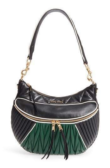Miu Miu Large Rider Matelasse Leather Shoulder Bag - Black