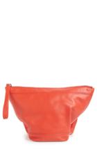 Paco Rabanne Large Calfskin Leather Cosmetics Bag, Size - Red/ Silver