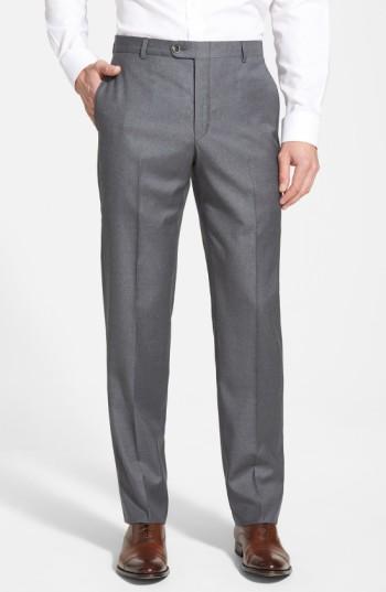Men's Hickey Freeman Classic B Fit Flat Front Wool Trousers R - Grey