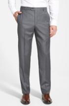 Men's Hickey Freeman Classic B Fit Flat Front Wool Trousers R - Grey