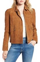 Women's Chelsea28 Stitch Detail Suede Jacket, Size - Brown