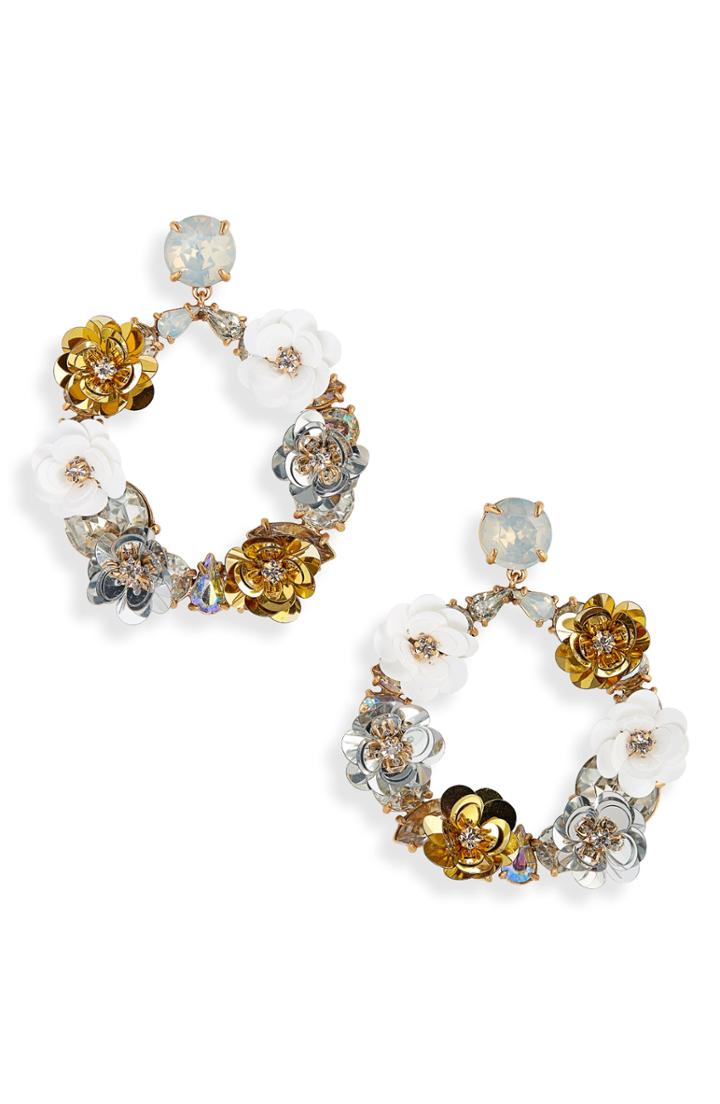 Women's J.crew Crystal & Sequin Wreath Earrings
