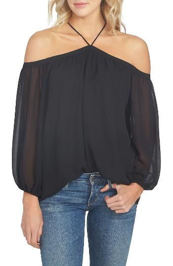 Women's 1.state Off The Shoulder Chiffon Blouse, Size - Black
