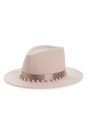 Women's Eugenia Kim Blaine Imitation Pearl Wool Fedora - Pink