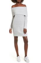 Women's Cotton Emporium Foldover Off The Shoulder Sweater Dress - Grey