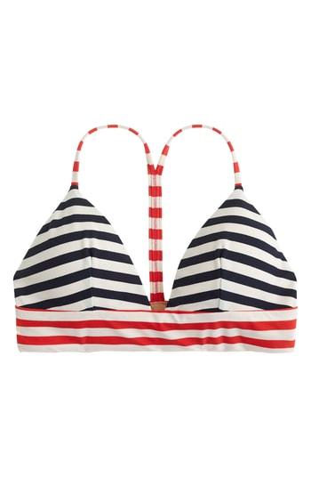 Women's J.crew Stripe Banded T-back Bikini Top - Blue