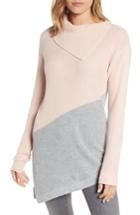 Women's Vince Camuto Asymmetrical Colorblock Cotton Blend Tunic Sweater - Pink