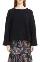 Women's Isabel Marant Farley Fray Edge Wool & Cashmere Blend Sweater Us / 36 Fr - Black