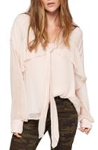 Women's Sanctuary Lily Ruffle Tie Neck Blouse - Beige