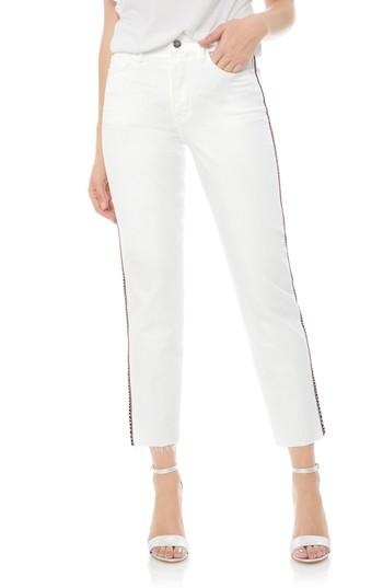 Women's Sam Edelman Mary Jane Embroidered Raw Edge Crop Jeans - White