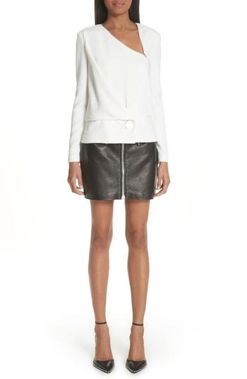 Women's Alexander Wang Draped Long Sleeve Crepe Blouse - Ivory