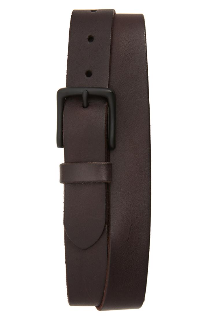 Men's Allsaints Leather Belt - Dark Brown/ Matte Black