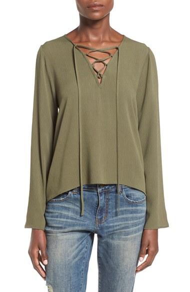 Women's Painted Threads Lace Up Top