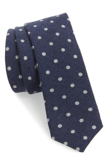 Men's Eleventy Dot Wool Skinny Tie, Size - Blue