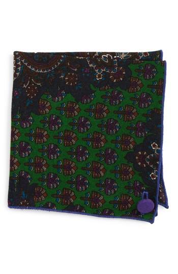 Men's Armstrong & Wilson Paisley Wool Pocket Square, Size - Purple
