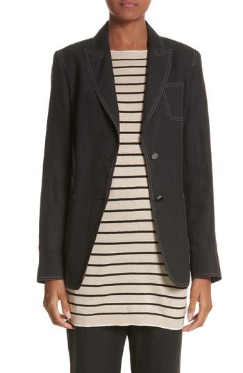 Women's Max Mara Dolmen Linen Blazer - Black