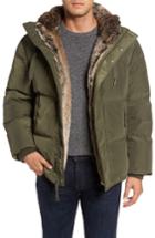 Men's Marc New York Athlone Faux Fur Down Jacket, Size - Green