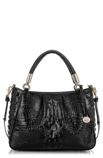 Brahmin Ruby Croc Embossed Leather Satchel - Black