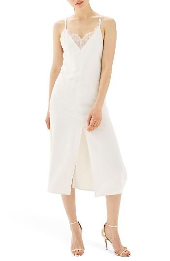 Women's Topshop Lace Trim Slipdress Us (fits Like 2-4) - White