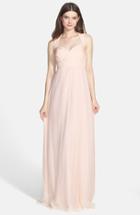 Women's Amsale Crinkled Silk Chiffon Gown