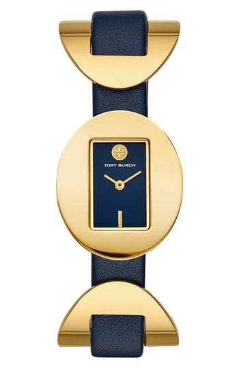 Women's Tory Burch Jacques Leather Strap Watch, 28mm X 33mm