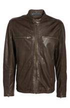 Men's Cole Haan Washed Lamb Leather Moto Jacket - Brown
