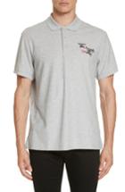 Men's Burberry Burnton Multi Logo Polo - Grey
