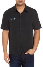 Men's Nat Nast Black Diamond Regular Fit Embroidered Silk Blend Sport Shirt, Size - Black