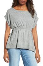 Petite Women's Caslon Tie Waist Peplum Tee P - Green