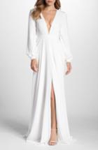 Women's Joanna August Floyd V-neck Long Sleeve Gown - White