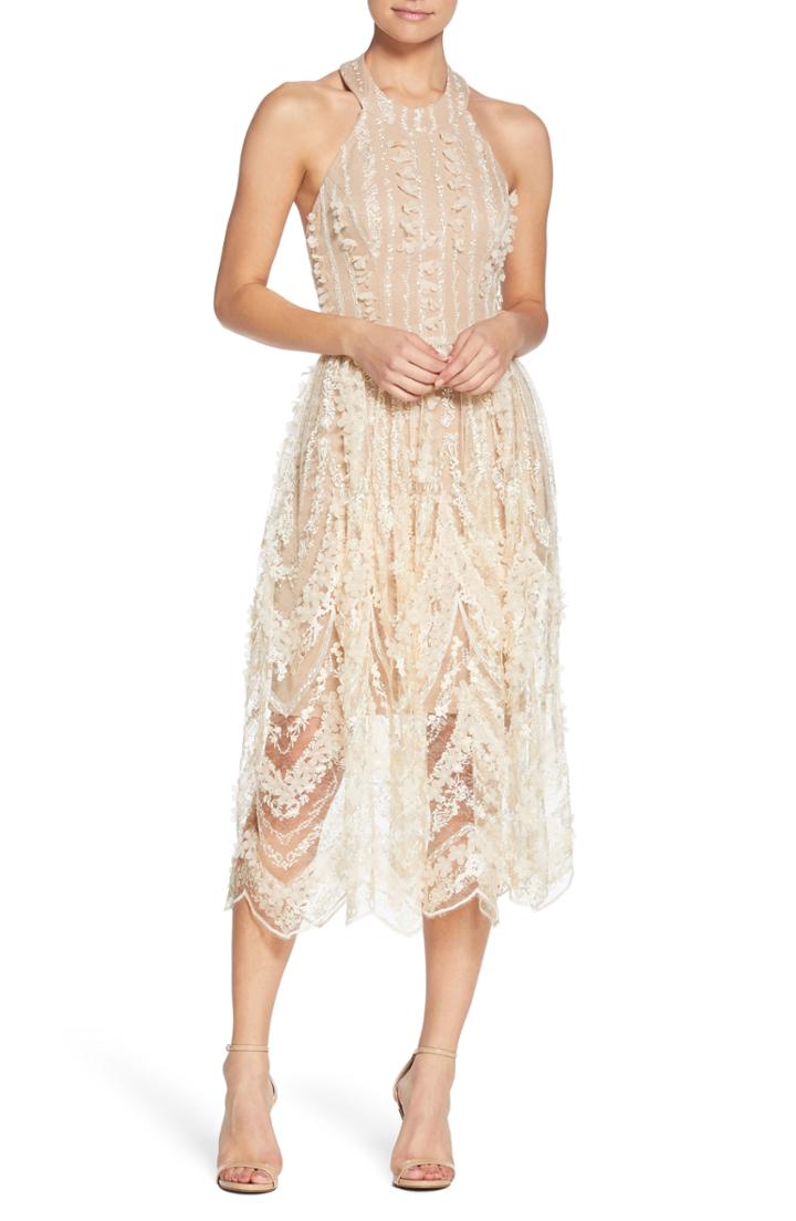 Women's Dress The Population Valerie Halter Dress, Size - Beige