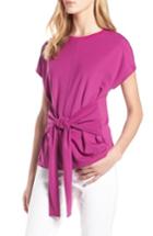 Petite Women's Halogen Wrap Detail Stretch Knit Top P - Purple