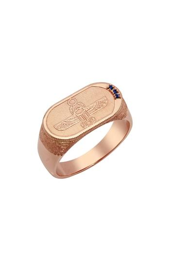 Women's Conges Old School Blue Sapphire Scarab Ring