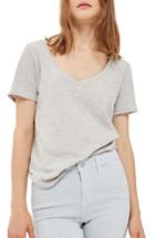 Women's Topshop Slub V-neck Tee Us (fits Like 0-2) - Grey