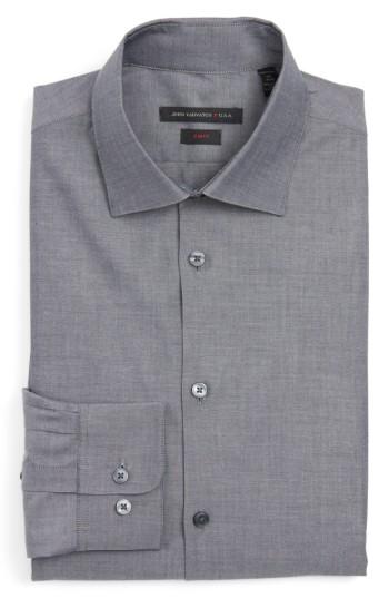 Men's John Varvatos Star Usa Slim Fit Stretch Solid Dress Shirt R - Grey