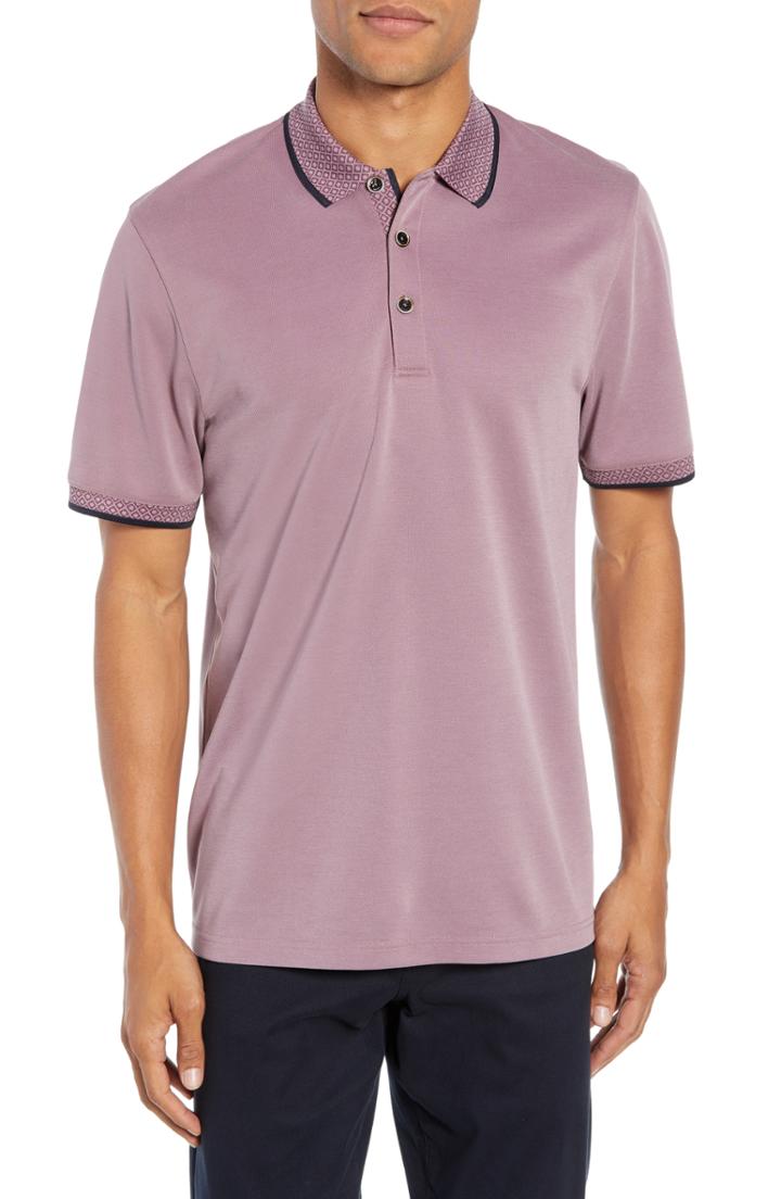 Men's Ted Baker London Slim Fit Belver Tipped Polo (xl) - Purple