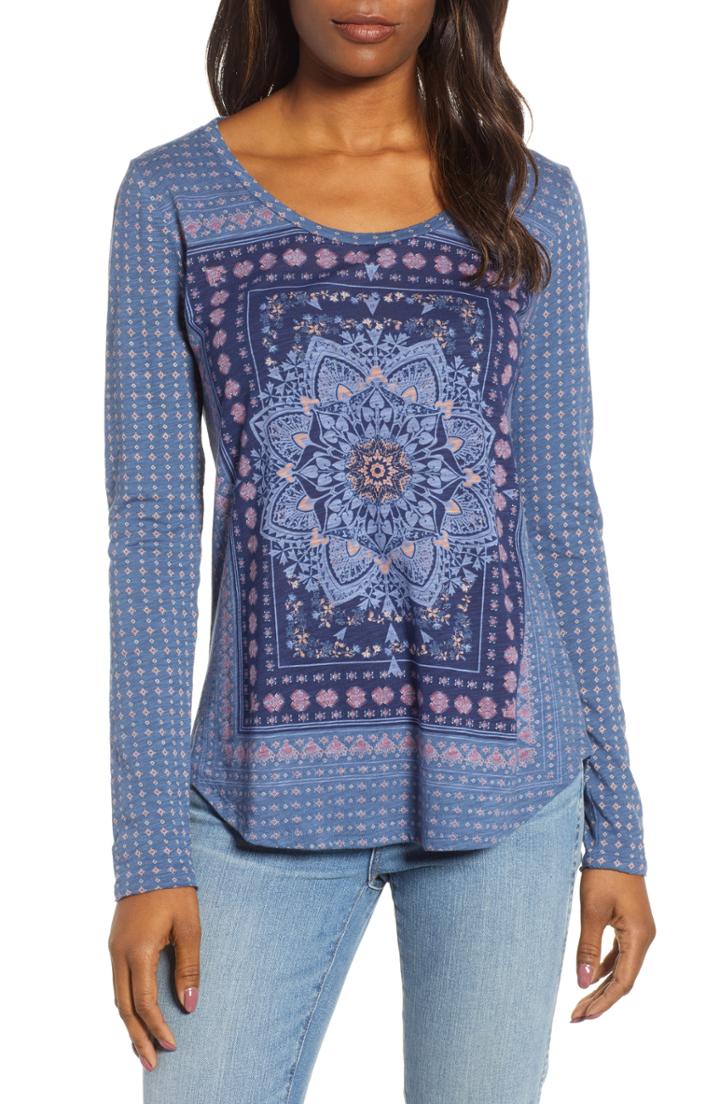 Women's Lucky Brand Medallion Tee - Blue