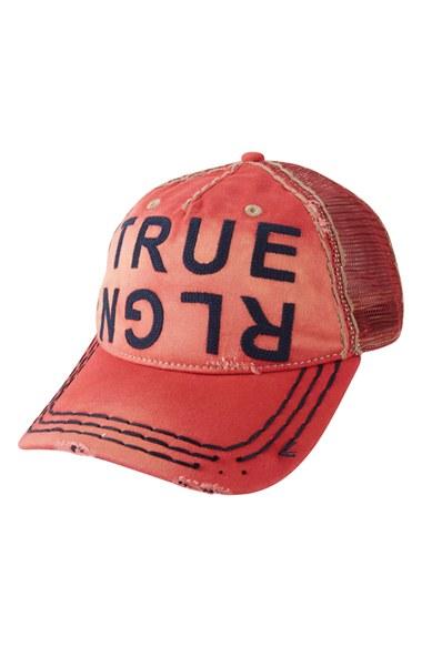Men's True Religion Brand Jeans Denim Baseball Cap - Red
