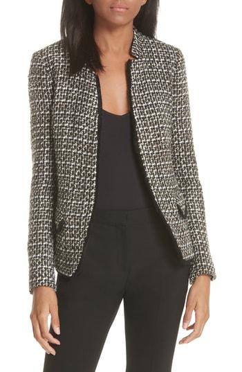 Women's Helene Berman Notch Collar Tweed Jacket - Black