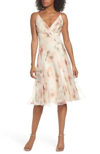 Women's Jenny Yoo Sabrina Floral Chiffon A-line Midi Dress - Pink