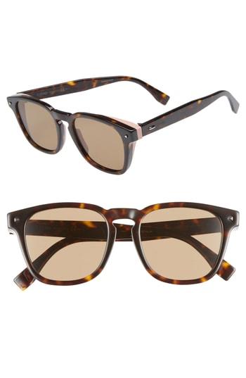Men's Fendi 52mm Sunglasses - Dark Havana